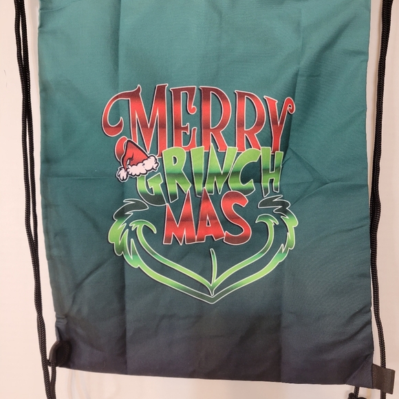 Merry Grinchmas drawstring Cinch Bag Backpack, Christmas 💚 C4 - Picture 2 of 7